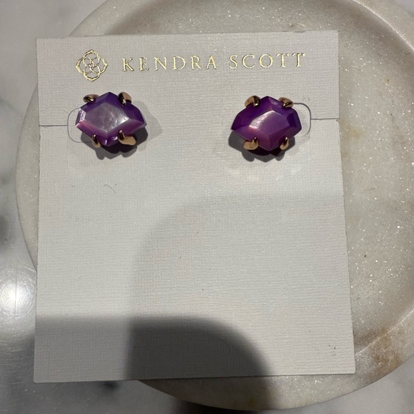 Kendra Scott Purple Stud Earrings in Rose Gold Tone - Picture 6 of 6